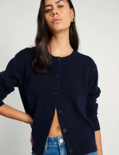 Pure Merino Wool Crew Neck Button Front Cardigan
