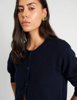 Pure Merino Wool Crew Neck Button Front Cardigan