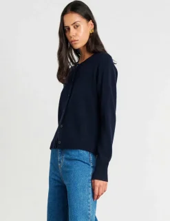 Pure Merino Wool Crew Neck Button Front Cardigan