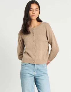 Pure Merino Wool Crew Neck Button Front Cardigan