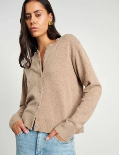 Pure Merino Wool Crew Neck Button Front Cardigan