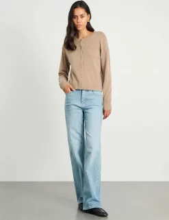 Pure Merino Wool Crew Neck Button Front Cardigan