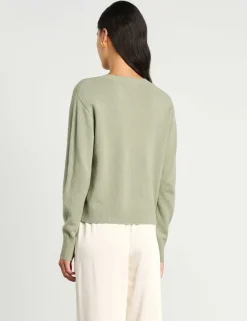 Pure Merino Wool Crew Neck Button Front Cardigan