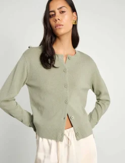 Pure Merino Wool Crew Neck Button Front Cardigan