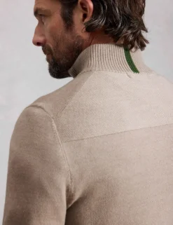 Pure Merino Wool Funnel Neck Half Zip Jumper