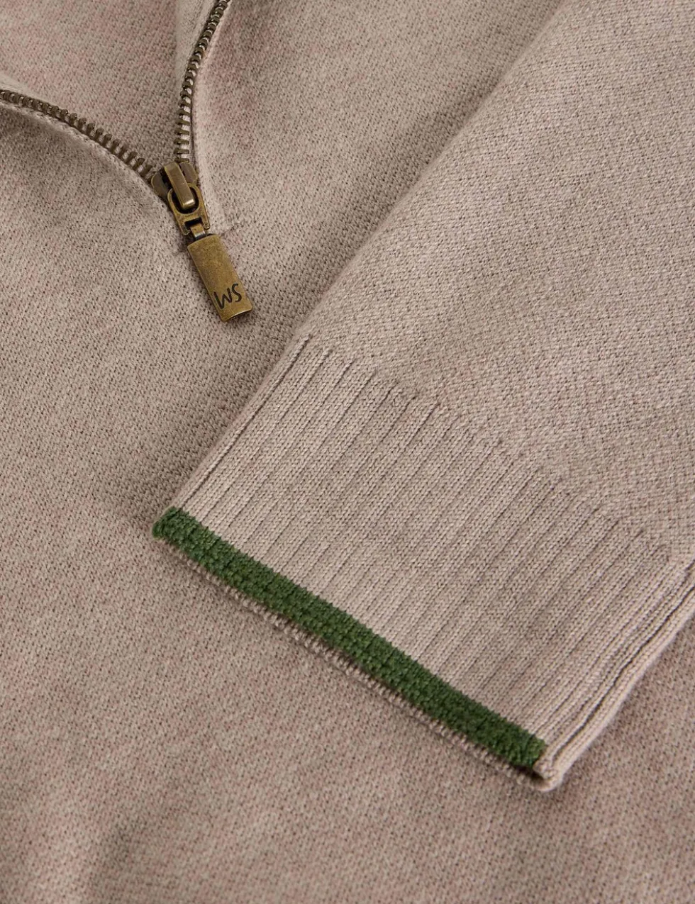 Pure Merino Wool Funnel Neck Half Zip Jumper