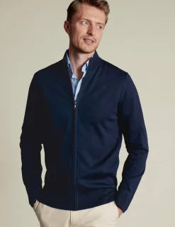 Pure Merino Wool Funnel Neck Cardigan