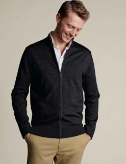 Pure Merino Wool Funnel Neck Cardigan