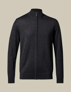 Pure Merino Wool Funnel Neck Cardigan