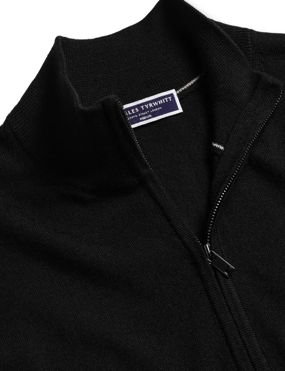 Pure Merino Wool Funnel Neck Cardigan
