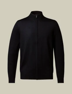 Pure Merino Wool Funnel Neck Cardigan