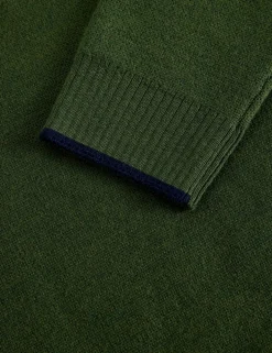 Pure Merino Wool Funnel Neck Half Zip Jumper