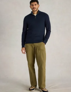 Pure Merino Wool Funnel Neck Half Zip Jumper