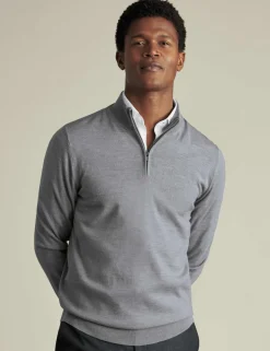 Pure Merino Wool Half Zip Jumper