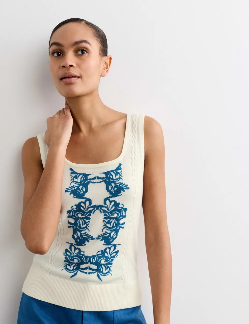 Pure Merino Wool Jacquard Tank Top