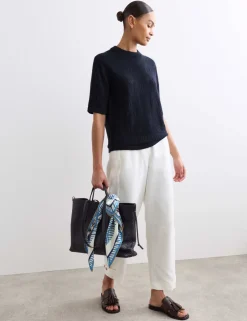 Pure Merino Wool Pointelle Knitted T-Shirt