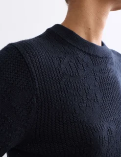 Pure Merino Wool Pointelle Knitted T-Shirt