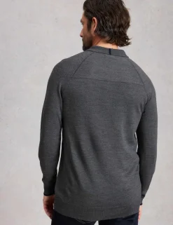 Pure Merino Wool Polo Neck Half Zip Jumper