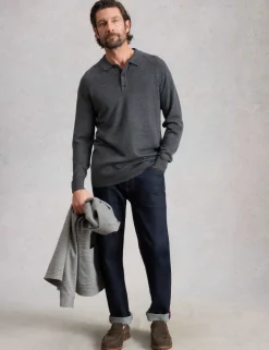Pure Merino Wool Polo Neck Half Zip Jumper