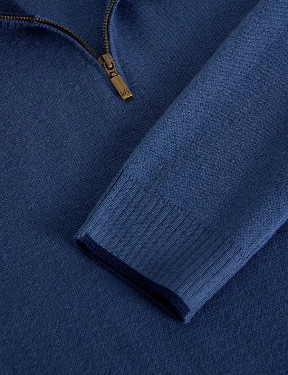 Pure Merino Wool Polo Neck Half Zip Jumper