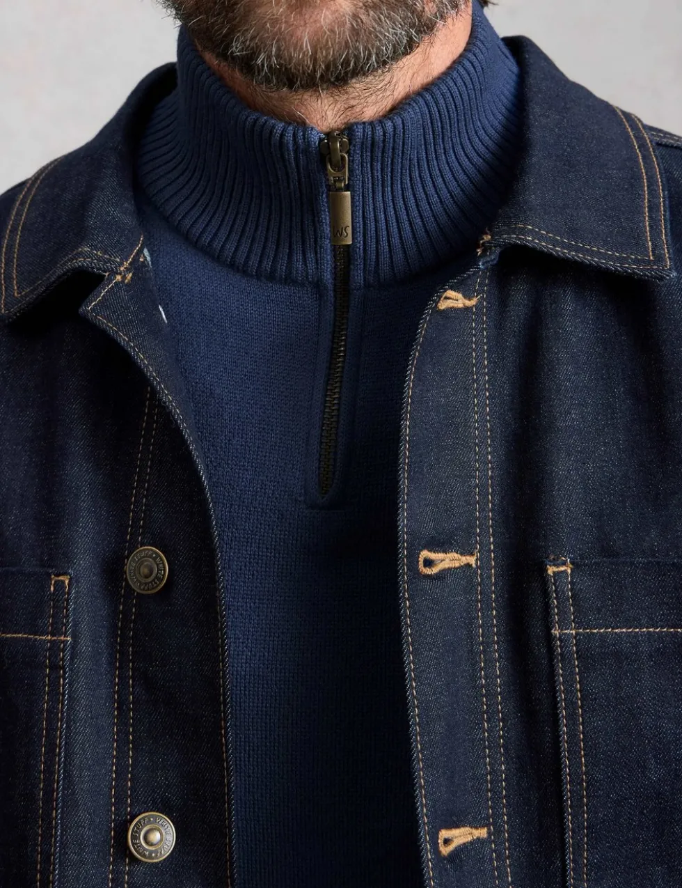 Pure Merino Wool Polo Neck Half Zip Jumper