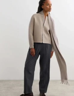Pure Merino Wool Ribbed Zip Up Cardigan