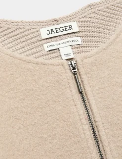 Pure Merino Wool Ribbed Zip Up Cardigan