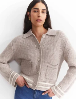 Pure Merino Wool Textured Collared Cardigan