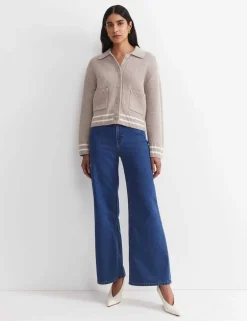 Pure Merino Wool Textured Collared Cardigan