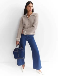 Pure Merino Wool Textured Collared Cardigan
