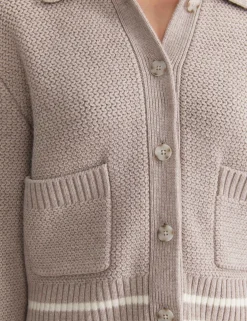 Pure Merino Wool Textured Collared Cardigan