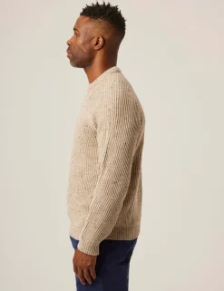 Pure Merino Wool Textured Crew Neck Jumper