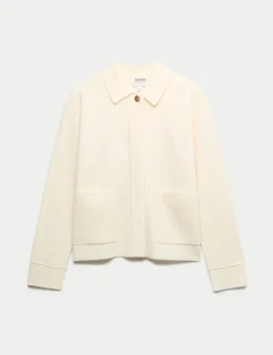 Pure Merino Wool Textured Knitted Jacket