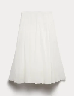 Pure Ramie Godet Midi Skirt