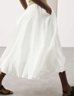 Pure Ramie Godet Midi Skirt