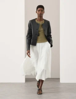Pure Ramie Godet Midi Skirt
