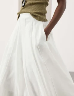 Pure Ramie Godet Midi Skirt