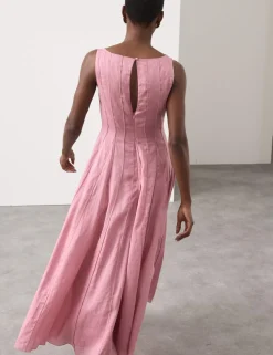 Pure Ramie Godet Waisted Maxi Dress