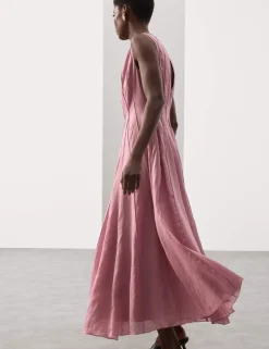 Pure Ramie Godet Waisted Maxi Dress
