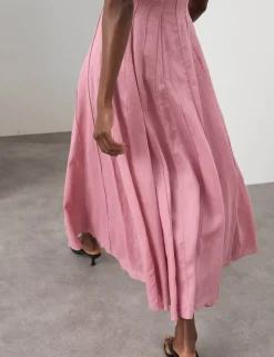 Pure Ramie Godet Waisted Maxi Dress