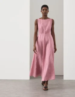 Pure Ramie Godet Waisted Maxi Dress