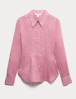 Pure Ramie Pintuck Waisted Shirt