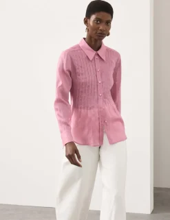 Pure Ramie Pintuck Waisted Shirt