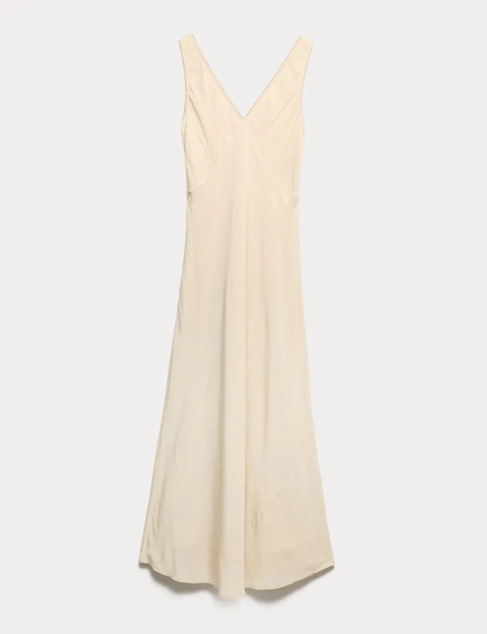 Pure Silk Beaded V-Neck Maxi Slip Dress