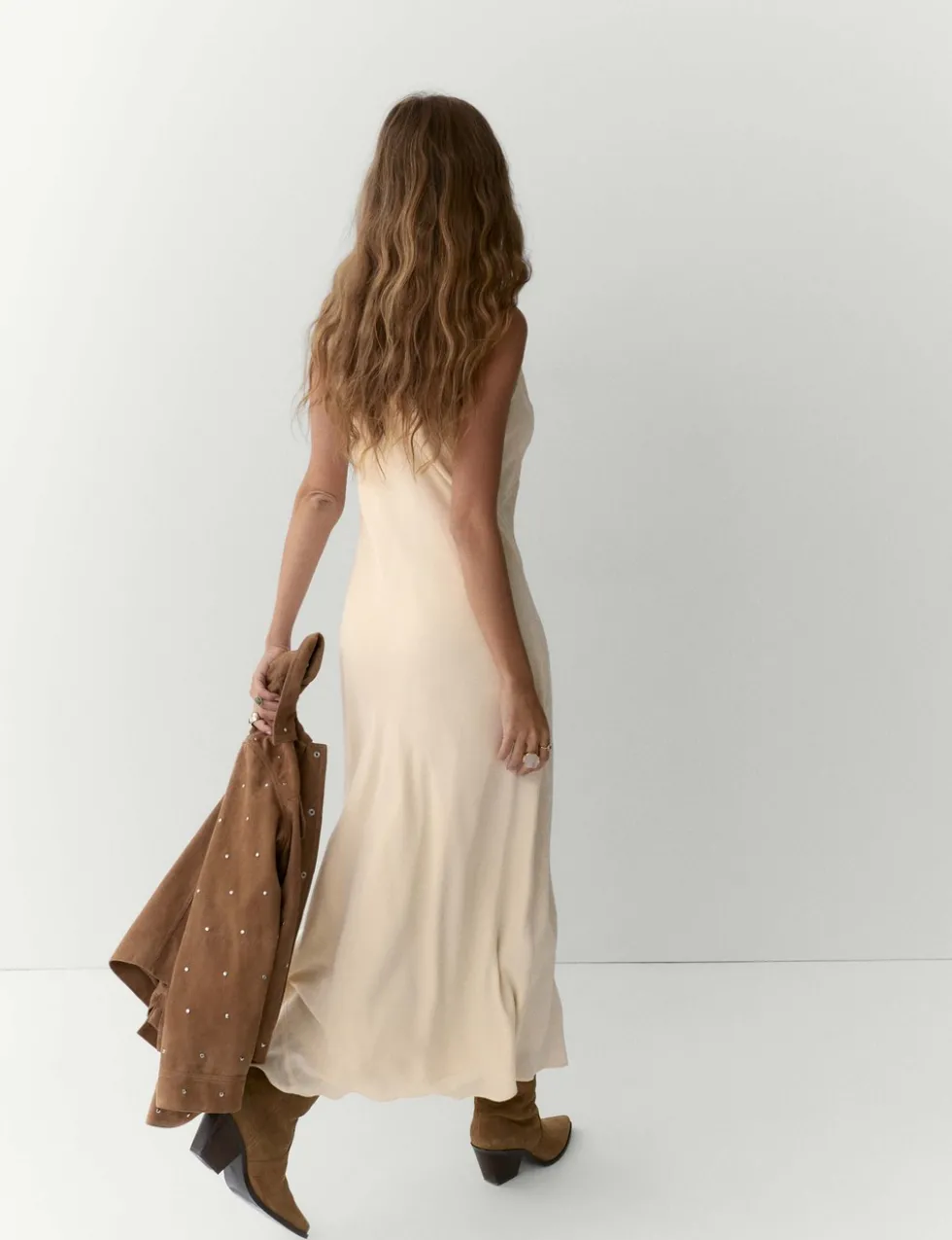 Pure Silk Beaded V-Neck Maxi Slip Dress