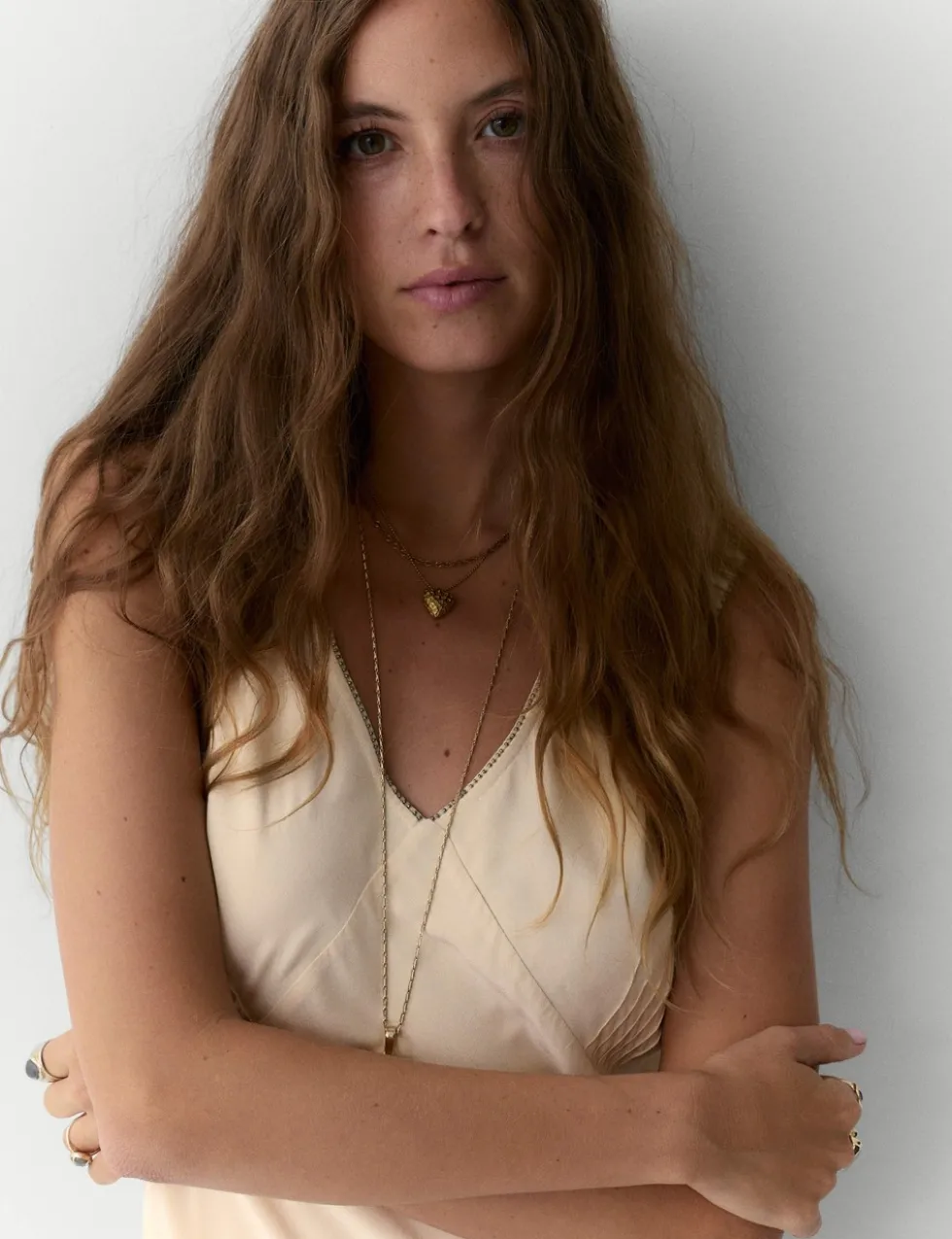 Pure Silk Beaded V-Neck Maxi Slip Dress