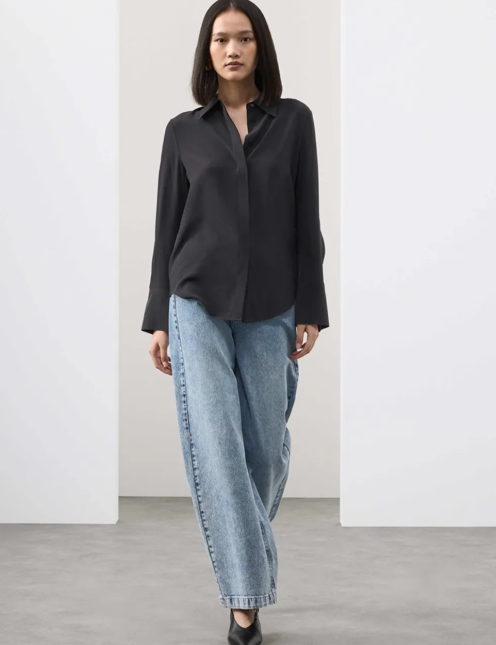 Pure Silk Collared Shirt