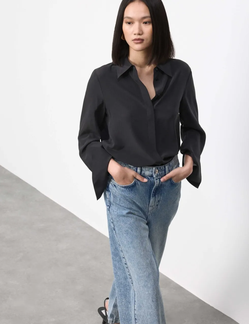 Pure Silk Collared Shirt