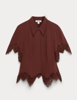 Pure Silk Lace Insert Shirt