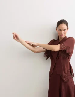 Pure Silk Lace Insert Shirt